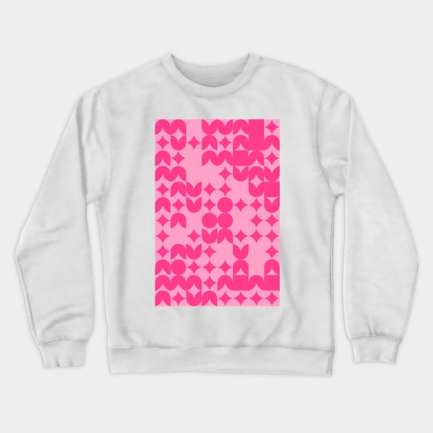 Girly Pinkish Geometric Pattern - Flowers & Stars #3 Crewneck Sweatshirt by Trendy-Now